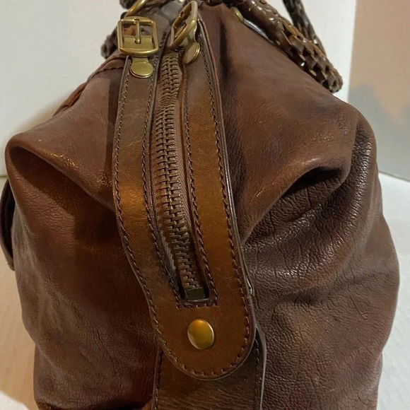 Gryson brown distressed leather satchel handbag - Picture 4 of 16